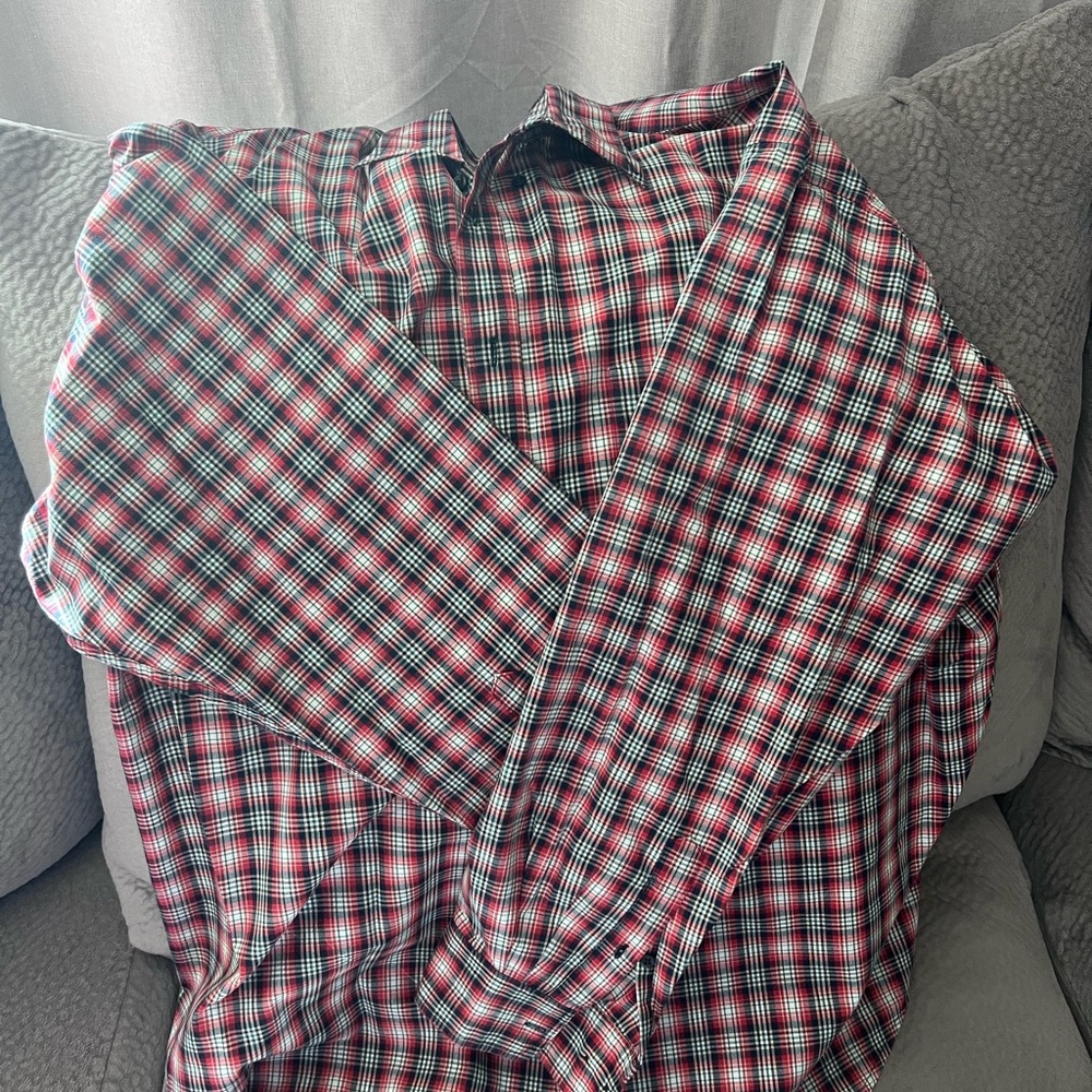 GAP Red Plaid Long Sleeve Button Down Shirt XXL 100% Cotton